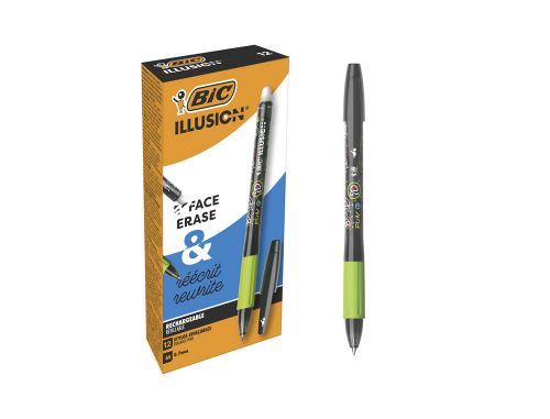 Esferografica bic gelocity illusion apagavel preto ponta de 0,7 mm , Bic , 153778 , 3086123730748